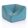 Blue Lazy Sofa With Geometric Pattern And Modular Design For Modern Living Room 3d model