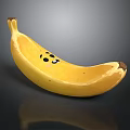 Fresh Ripe Banana With Cute Smiley Face Design On Yellow Peel