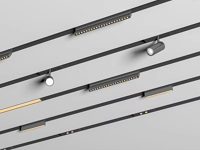 Modern Downlights And Spotlights Design With Sleek Track And Adjustable Head Features 3d model