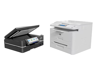 Modern Office Multifunction Printers In Black And White With Scanning Features 3d model