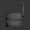 Traditional Rustic Stone Mill With Two Layered Structure And Wooden Handle