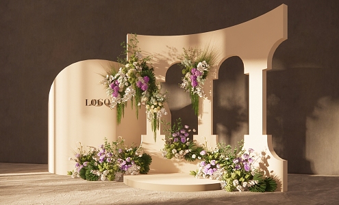 Modern Meichen White Wedding Welcome Area Wedding Floriculture 3d model