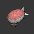 Pink And White Striped Airship With Propeller Gondola And Tail Fin Design