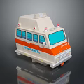 Toy Ambulance With White Body Orange Stripes Blue Windows And Roof Lights