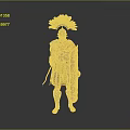 Roman Soldier in Traditional Armor With Red Cloak Helmet Feather Decoration Spear and Shield