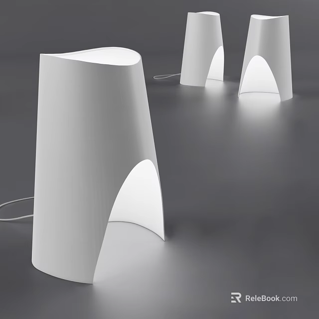 Contemporary White Table Lamp With Sleek Curved Design And Warm Glow 3d model 
