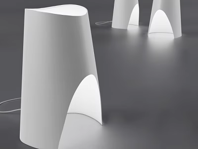 Contemporary White Table Lamp With Sleek Curved Design And Warm Glow 3d model