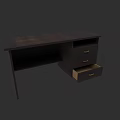 Dark Wooden Dining Table Set With Drawers And Simple Storage Design 3d model