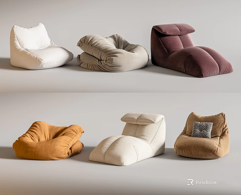 Bean Bag Chairs In Various Colors And Stylish Designs For Modern Living 3d model 