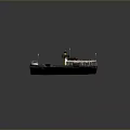 Detailed Model Ship Featuring Black White Hull Wooden Deck Yellow Chimney And White Flagpoles