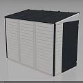 Standalone Storage Shed With White Walls Dark Roof And Corrugated Design Door