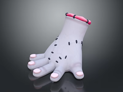 Gray Hand Fashion Accessory With Pink Nails And Decorative Wrist Straps 3d model