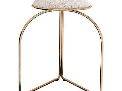 Modern Stool With Gold Metal Curved Legs And Soft Padded Seat Design 3d model