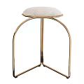 Modern Stool With Gold Metal Curved Legs And Soft Padded Seat Design
