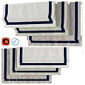Modern Curtains Design With Navy Trim White Background Geometric Pattern And Soft Fabric 3d model