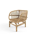 Wicker Leisure Chair With Black Cushion Natural Rattan Material For Indoor Outdoor Cozy Seating