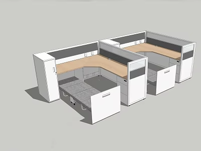 Modern Office Desk Workstations With Wooden Tabletop Divider Panels And Storage Drawers 3d model