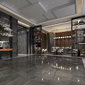 Elegant Modern Lounge Area Interior With Marble Flooring Chandeliers And Comfortable Seating