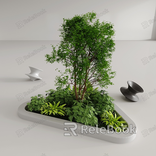 Gardening sketch landscape landscaping courtyard sketch landscape tree plant pile combination model