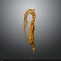 Fresh Orange Ginseng Like Food With Long Tendrils And Natural Shape On Dark Reflective Background