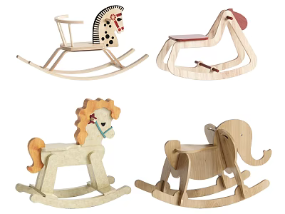 Wooden Rocking Horse and Elephant Play Equipment for Kids and Toddlers 3d model