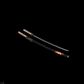 Traditional Samurai Swords With White Wrapped Handles Sharp Blades And Red Sheaths