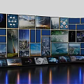 Curved Background Wall Featuring Multiple Multimedia Display Screens For Exhibition 3d model
