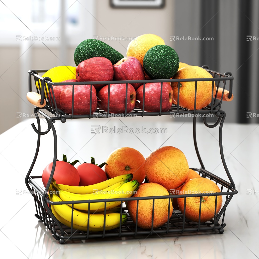 Fruit Apple Banana Lemon Storage Rack Living Room Fruit Plate Fruit 3d model