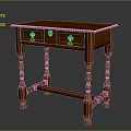 Traditional Wooden Console Table With Single Drawer And Ornate Carved Legs