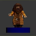 Toy Doll Figure with Brown Long Hair Beard and Orange Coat Standing on Blue Base