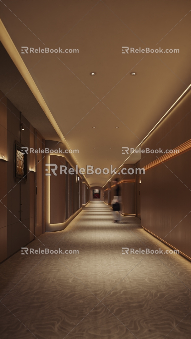 Hotel aisle 3d model