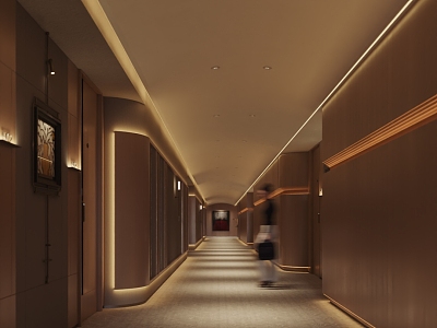 Hotel aisle 3d model