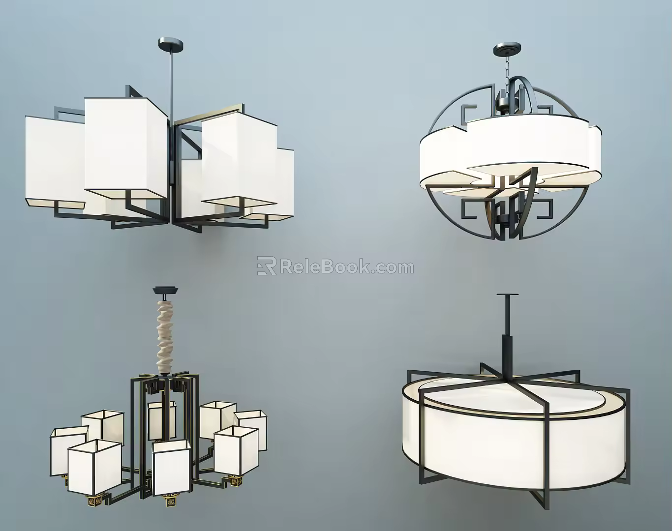 New Chinese Chandelier Combination 3d model