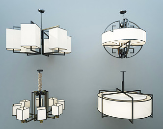 New Chinese Chandelier Combination 3d model