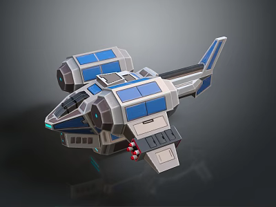 Futuristic Blue And Silver Spacecraft Design With Aerodynamic Structure For Cosmic Exploration 3d model