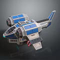 Futuristic Blue And Silver Spacecraft Design With Aerodynamic Structure For Cosmic Exploration