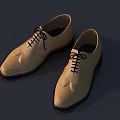 Stylish Beige Leather Shoes with Lace Up Design Pointed Toe and Black Soles