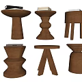 Middle Ancient Style Solid Wood Side Table Creative Corner Round Table Tea Table 3d model