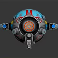 Vibrant Spherical Spacecraft With Mechanical Thrusters And Colorful Details For Cosmic Exploration