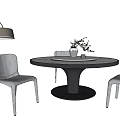 Modern Dining Table Set With Chairs Floor Lamp And Vase With Branches 3d model