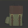 Stylish Green Backpack With Brown Leather Straps Buckle Closure And Small Front Pocket Design