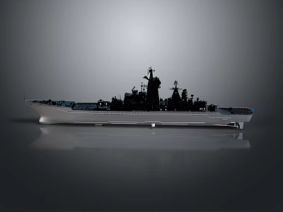 Warship Model With White Hull Black Structures And Gray Background 3d model