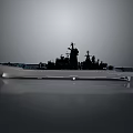 Warship Model With White Hull Black Structures And Gray Background