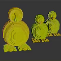 Cute Brick Built Penguin Figures With Large Gray And Small White Bodies And Orange Feet