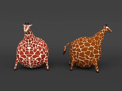 Cute Plump Inflatable Giraffe Decor With Red Brown White Patterns 3d model