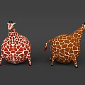 Cute Plump Inflatable Giraffe Decor With Red Brown White Patterns