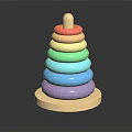 Rainbow Colored Wooden Stacking Rings Decorative Home Furniture Piece With Circular Layers