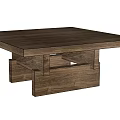Wooden Walnut Tea Table With Minimalist Design And Sturdy Cross Base Structure 3d model