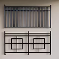 Two Black Metal Railing Designs With Vertical Bars And Square Patterns 3d model
