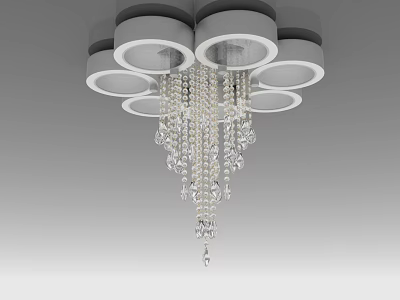 Elegant Modern Crystal Chandelier Design With Circular Shades And Hanging Pendants 3d model